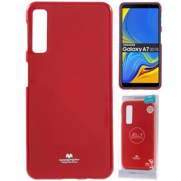 CUSTODIA per SAMSUNG GALAXY A7 2018 (SM-A750) IN GEL TPU SILICONE ROSSO LUCIDO CON GLITTER ALTA QUALITA' MERCURY BLISTER CUSTODIA per SAMSUNG GALAXY A7 2018 (SM-A750) IN GEL TPU SILICONE ROSSO LUCIDO CON GLITTER ALTA QUALITA' MERCURY BLISTER