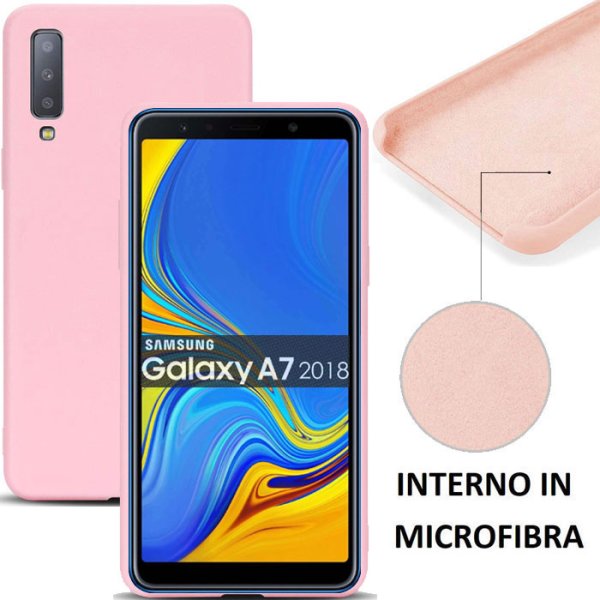 CUSTODIA per SAMSUNG GALAXY A7 2018 (SM-A750) IN SILICONE CON EFFETTO SOFT TOUCH ED INTERNO IN MICROFIBRA COLORE ROSA CUSTODIA per SAMSUNG GALAXY A7 2018 (SM-A750) IN SILICONE CON EFFETTO SOFT TOUCH ED INTERNO IN MICROFIBRA COLORE ROSA