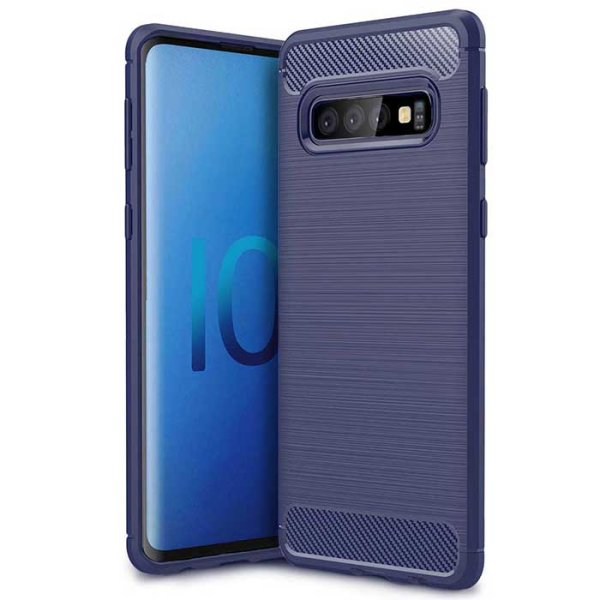 CUSTODIA per SAMSUNG GALAXY S10 (SM-G973) IN GEL TPU SILICONE EFFETTO METALLICO CON INSERTI IN FANTASIA CARBONIO COLORE BLU CUSTODIA per SAMSUNG GALAXY S10 (SM-G973) IN GEL TPU SILICONE EFFETTO METALLICO CON INSERTI IN FANTASIA CARBONIO COLORE BLU