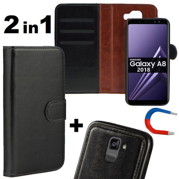 CUSTODIA per SAMSUNG GALAXY A8 (SM-A530), GALAXY A5 2018 - FLIP ORIZZONTALE SIMILPELLE + BACK IN TPU CON CHIUSURA MAGNETICA NERO CUSTODIA per SAMSUNG GALAXY A8 (SM-A530), GALAXY A5 2018 - FLIP ORIZZONTALE SIMILPELLE + BACK IN TPU CON CHIUSURA MAGNETICA NERO