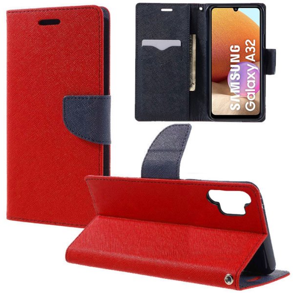 CUSTODIA per SAMSUNG GALAXY A32 4G (A325F) - FLIP ORIZZONTALE CON INTERNO IN TPU SILICONE E PORTA CARTE ROSSO CUSTODIA per SAMSUNG GALAXY A32 4G (A325F) - FLIP ORIZZONTALE CON INTERNO IN TPU SILICONE E PORTA CARTE ROSSO