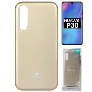 CUSTODIA per HUAWEI P30 IN GEL TPU SILICONE COLORE ORO LUCIDO CON GLITTER ALTA QUALITA' MERCURY