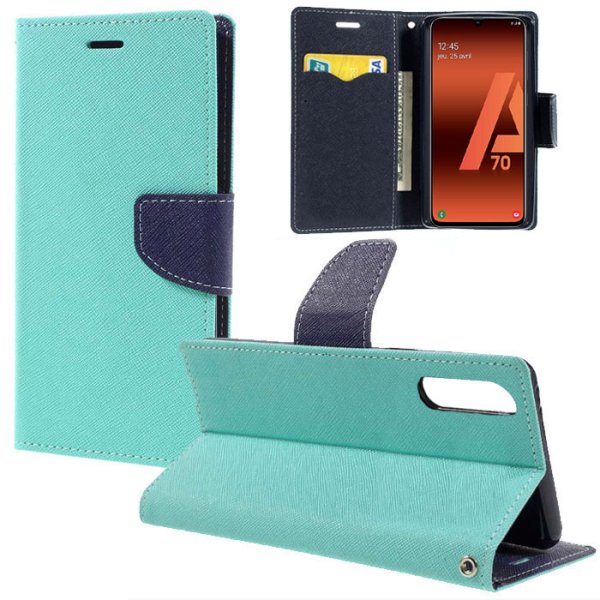 CUSTODIA per SAMSUNG GALAXY A70 (SM-A705), GALAXY A70s (SM-A707) - FLIP ORIZZONTALE CON INTERNO IN TPU E PORTA CARTE VERDE ACQUA CUSTODIA per SAMSUNG GALAXY A70 (SM-A705), GALAXY A70s (SM-A707) - FLIP ORIZZONTALE CON INTERNO IN TPU E PORTA CARTE VERDE ACQUA