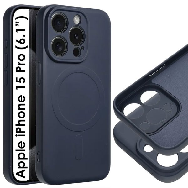 CUSTODIA per APPLE IPHONE 15 PRO (6.1") IN TPU SILICONE - COMPATIBILE CON RICARICA MAGSAFE E INTERNO IN MICROFIBRA BLU SCURO CUSTODIA per APPLE IPHONE 15 PRO (6.1") IN TPU SILICONE - COMPATIBILE CON RICARICA MAGSAFE E INTERNO IN MICROFIBRA BLU SCURO