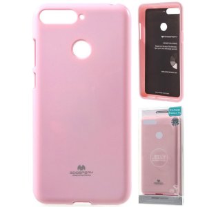 CUSTODIA per HUAWEI HONOR 7A, Y6 PRIME 2018 IN GEL TPU SILICONE COLORE ROSA LUCIDO CON GLITTER ALTA QUALITA' MERCURY BLISTER