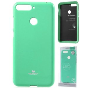 CUSTODIA per HUAWEI HONOR 7A, Y6 PRIME 2018 IN GEL TPU SILICONE COLORE VERDE ACQUA LUCIDO CON GLITTER ALTA QUALITA' MERCURY