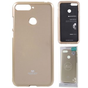 CUSTODIA per HUAWEI HONOR 7A, Y6 PRIME 2018 IN GEL TPU SILICONE COLORE ORO LUCIDO CON GLITTER ALTA QUALITA' MERCURY BLISTER