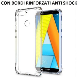 CUSTODIA per HUAWEI HONOR 7A, Y6 PRIME 2018 IN GEL TPU SILICONE TRASPARENTE SLIM 0,5mm CON BORDI RINFORZATI ANTI SHOCK