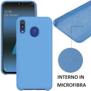 CUSTODIA per SAMSUNG GALAXY A40 (SM-A405) IN SILICONE CON EFFETTO SOFT TOUCH ED INTERNO IN MICROFIBRA COLORE BLU