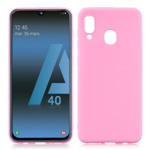 CUSTODIA per SAMSUNG GALAXY A40 (SM-A405) IN GEL TPU SILICONE SLIM COLORE ROSA SATINATO