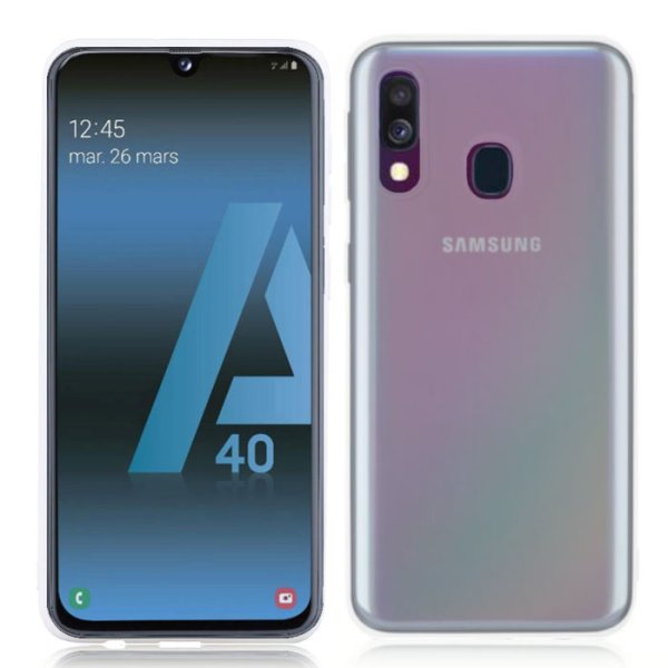 CUSTODIA per SAMSUNG GALAXY A40 (SM-A405) IN GEL TPU SILICONE SLIM COLORE BIANCO SATINATO SEMITRASPARENTE