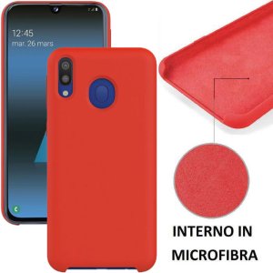 CUSTODIA per SAMSUNG GALAXY A40 (SM-A405) IN SILICONE CON EFFETTO SOFT TOUCH ED INTERNO IN MICROFIBRA COLORE ROSSO