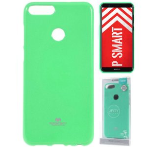 CUSTODIA per HUAWEI P SMART, ENJOY 7S IN GEL TPU SILICONE COLORE VERDE ACQUA LUCIDO ALTA QUALITA' MERCURY BLISTER