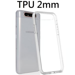 CUSTODIA per SAMSUNG GALAXY A80 (SM-A805), A90 IN GEL TPU SILICONE 2mm TRASPARENTE CON CORNICE BIANCO OPACO
