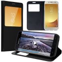 CUSTODIA per SAMSUNG GALAXY J7 (2017) - FLIP ORIZZONTALE CON CHIUSURA MAGNETICA INVISIBILE, INTERNO IN TPU E FINESTRA ID NERO