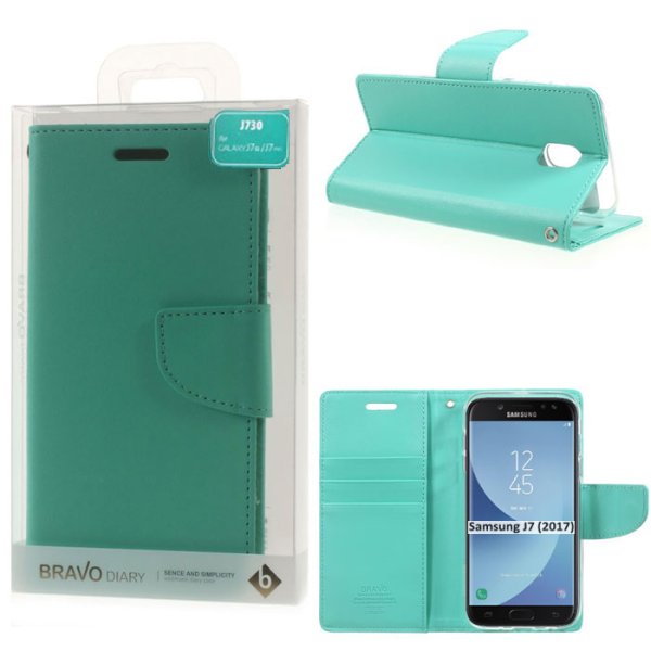 CUSTODIA per SAMSUNG GALAXY J7 (2017) - FLIP ORIZZONTALE SIMILPELLE CON INTERNO IN TPU E STAND VERDE ACQUA BRAVO MERCURY CUSTODIA per SAMSUNG GALAXY J7 (2017) - FLIP ORIZZONTALE SIMILPELLE CON INTERNO IN TPU E STAND VERDE ACQUA BRAVO MERCURY