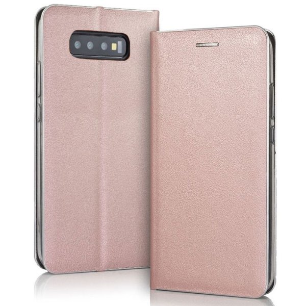 CUSTODIA per SAMSUNG GALAXY S10 - FLIP ORIZZONTALE SIMILPELLE CHIUSURA MAGNETICA INVISIBILE ROSA ORO CON BORDO SILVER CUSTODIA per SAMSUNG GALAXY S10 - FLIP ORIZZONTALE SIMILPELLE CHIUSURA MAGNETICA INVISIBILE ROSA ORO CON BORDO SILVER