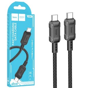 CAVO TYPE-C / TYPE-C CON SUPPORTO QUICK CHARGING 60W (MAX 3A) LUNGHEZZA 1 MT IN TESSUTO COLORE NERO X94 HOCO