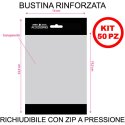 BUSTINA IN PLASTICA RINFORZATA CON ZIP A PRESSIONE - DIMENSIONI 23,5 X 14 CM - TRASPARENTE CON BANDE NERE KIT 50 PEZZI BUSTINA IN PLASTICA RINFORZATA CON ZIP A PRESSIONE - DIMENSIONI 23,5 X 14 CM - TRASPARENTE CON BANDE NERE KIT 50 PEZZI