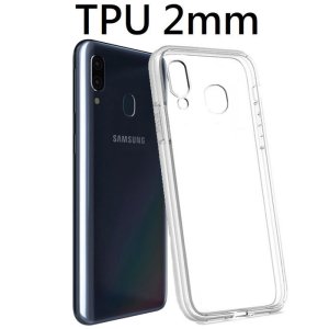 CUSTODIA per SAMSUNG GALAXY A40 (SM-A405) IN GEL TPU SILICONE 2mm TRASPARENTE CON CORNICE BIANCO OPACO