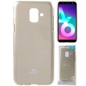 CUSTODIA per SAMSUNG GALAXY A6 2018 (SM-A600) IN GEL TPU SILICONE COLORE ORO LUCIDO CON GLITTER ALTA QUALITA' MERCURY