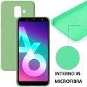 CUSTODIA per SAMSUNG GALAXY A6 2018 (SM-A600) IN SILICONE CON EFFETTO SOFT TOUCH ED INTERNO IN MICROFIBRA COLORE VERDE ACQUA