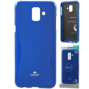 CUSTODIA per SAMSUNG GALAXY A6 2018 (SM-A600) IN GEL TPU SILICONE COLORE BLU LUCIDO CON GLITTER ALTA QUALITA' MERCURY
