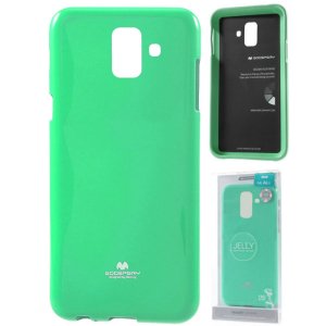 CUSTODIA per SAMSUNG GALAXY A6 2018 (SM-A600) IN GEL TPU SILICONE COLORE VERDE ACQUA LUCIDO CON GLITTER ALTA QUALITA' MERCURY