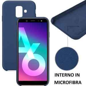 CUSTODIA per SAMSUNG GALAXY A6 2018 (SM-A600) IN SILICONE CON EFFETTO SOFT TOUCH ED INTERNO IN MICROFIBRA COLORE BLU
