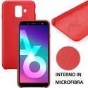 CUSTODIA per SAMSUNG GALAXY A6 2018 (SM-A600) IN SILICONE CON EFFETTO SOFT TOUCH ED INTERNO IN MICROFIBRA COLORE ROSSO