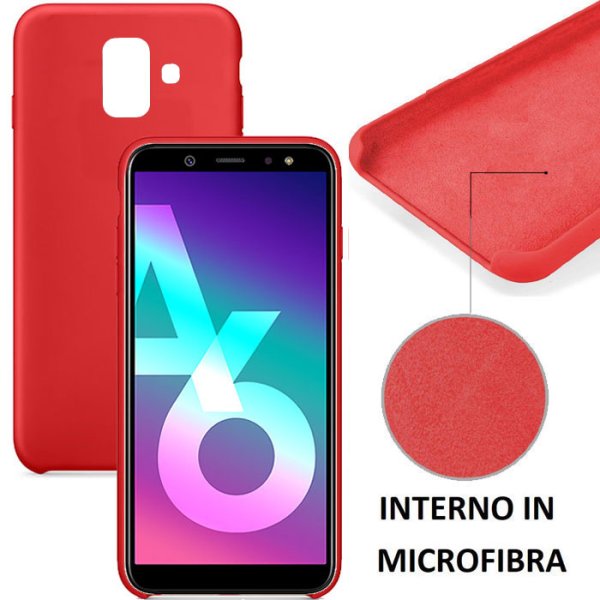CUSTODIA per SAMSUNG GALAXY A6 2018 (SM-A600) IN SILICONE CON EFFETTO SOFT TOUCH ED INTERNO IN MICROFIBRA COLORE ROSSO