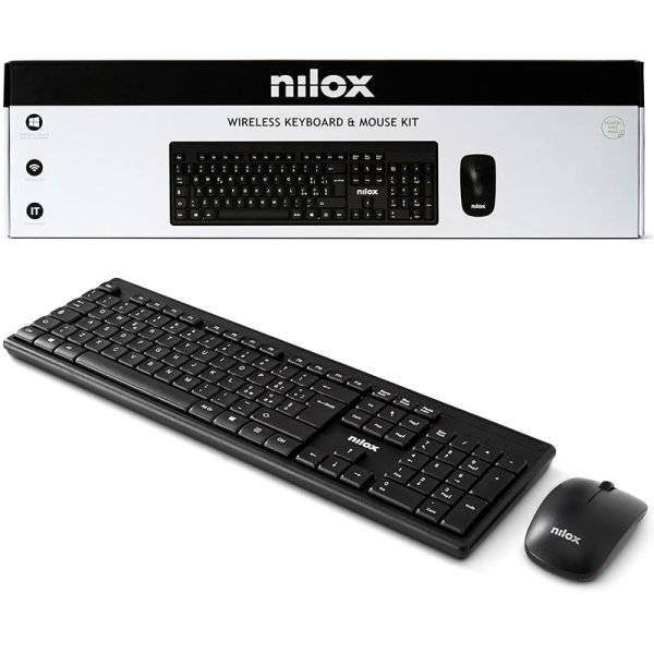 KIT TASTIERA MULTIMEDIALE + MOUSE OTTICO WIRELESS 2.4 Ghz CON DISTANZA OPERATIVA FINO A 10 MT COLORE NERO NXKMWIT011 NILOX KIT TASTIERA MULTIMEDIALE + MOUSE OTTICO WIRELESS 2.4 Ghz CON DISTANZA OPERATIVA FINO A 10 MT COLORE NERO NXKMWIT011 NILOX