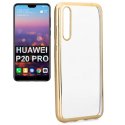 CUSTODIA per HUAWEI P20 PRO IN GEL TPU SILICONE TRASPARENTE CON CORNICE COLORE ORO CUSTODIA per HUAWEI P20 PRO IN GEL TPU SILICONE TRASPARENTE CON CORNICE COLORE ORO