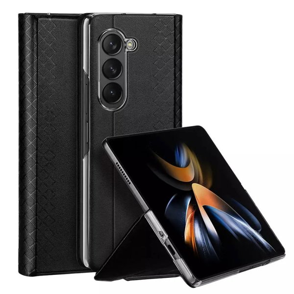 CUSTODIA per SAMSUNG GALAXY Z FOLD5 (F946) IN PELLE ECOLOGICA NERO CON INTERNO E CORNICE RIGIDA TRASPARENTE DUX DUCIS BRIL CUSTODIA per SAMSUNG GALAXY Z FOLD5 (F946) IN PELLE ECOLOGICA NERO CON INTERNO E CORNICE RIGIDA TRASPARENTE DUX DUCIS BRIL