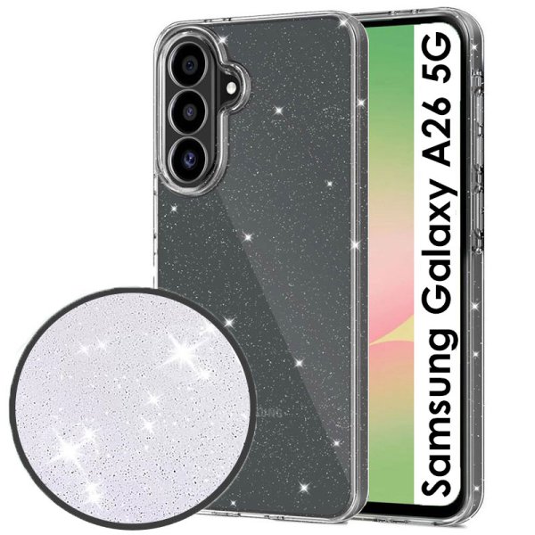 CUSTODIA per SAMSUNG GALAXY A26 5G (SM-A266) IN GEL TPU SILICONE 2mm TRASPARENTE CON GLITTER CUSTODIA per SAMSUNG GALAXY A26 5G (SM-A266) IN GEL TPU SILICONE 2mm TRASPARENTE CON GLITTER