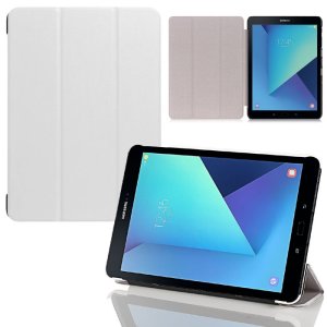 CUSTODIA per SAMSUNG SM-T820 GALAXY TAB S3, SM-T825 - 9.7" POLLICI - FLIP ORIZZONTALE SIMILPELLE CON STAND COLORE BIANCO