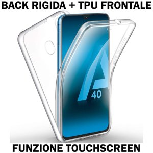 CUSTODIA per SAMSUNG GALAXY A40 (SM-A405) CON PARTE POSTERIORE RIGIDA + PARTE FRONTALE IN TPU SILICONE TRASPARENTE