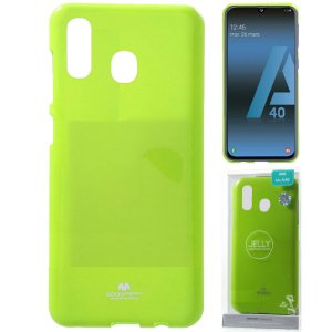 CUSTODIA per SAMSUNG GALAXY A40 (SM-A405) IN GEL TPU SILICONE COLORE VERDE LUCIDO CON GLITTER ALTA QUALITA' MERCURY BLISTER