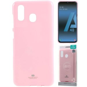 CUSTODIA per SAMSUNG GALAXY A40 (SM-A405) IN GEL TPU SILICONE COLORE ROSA LUCIDO CON GLITTER ALTA QUALITA' MERCURY BLISTER