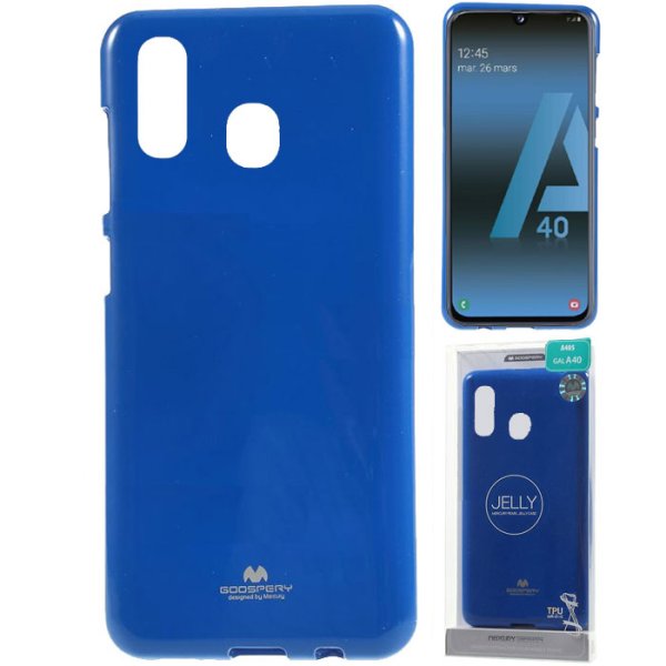 CUSTODIA per SAMSUNG GALAXY A40 (SM-A405) IN GEL TPU SILICONE COLORE BLU LUCIDO CON GLITTER ALTA QUALITA' MERCURY BLISTER CUSTODIA per SAMSUNG GALAXY A40 (SM-A405) IN GEL TPU SILICONE COLORE BLU LUCIDO CON GLITTER ALTA QUALITA' MERCURY BLISTER