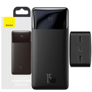 POWER BANK BASEUS 30.000mAh FAST CHARGE 15W CON 2 PORTE USB (out), 1 USB-C (in/out), 1 MICRO USB (in) E SCHERMO CARICA RESIDUA