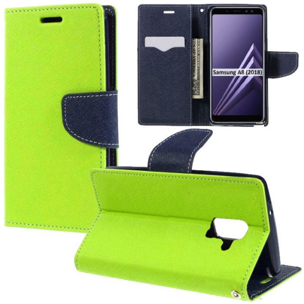 CUSTODIA per SAMSUNG GALAXY A8 (SM-A530), GALAXY A5 2018 - FLIP ORIZZONTALE CON STAND, INTERNO IN TPU E PORTA CARTE COLORE VERDE CUSTODIA per SAMSUNG GALAXY A8 (SM-A530), GALAXY A5 2018 - FLIP ORIZZONTALE CON STAND, INTERNO IN TPU E PORTA CARTE COLORE VERDE