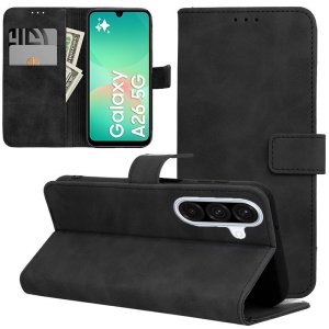 CUSTODIA per SAMSUNG GALAXY A26 (5G) FLIP ORIZZONTALE IN ECOPELLE COLORE NERO CON INTERNO IN TPU E CHIUSURA MAGNETICA