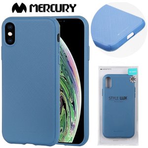 CUSTODIA per APPLE IPHONE XS MAX (6.5") IN GEL TPU SILICONE COLORE AZZURRO ALTA QUALITA' MERCURY STYLE LUX BLISTER