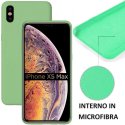 CUSTODIA per APPLE IPHONE XS MAX (6.5") IN SILICONE CON EFFETTO SOFT TOUCH ED INTERNO IN MICROFIBRA COLORE VERDE ACQUA