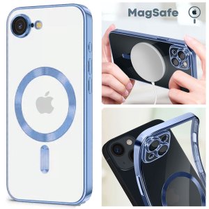 CUSTODIA per APPLE IPHONE 16e IN TPU A 360° (COMPRESE FOTOCAMERE) DETTAGLI BLU CROMATI - COMPATIBILE CON RICARICA MAGSAFE