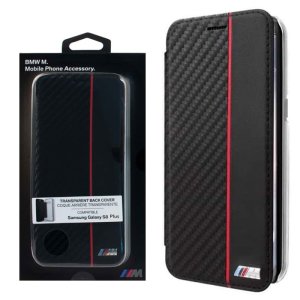 CUSTODIA per SAMSUNG SM-G955 GALAXY S8 PLUS - FLIP ORIZZONTALE BMW CON PARTE POSTERIORE RIGIDA TRASPARENTE E PORTA CARTE NERO