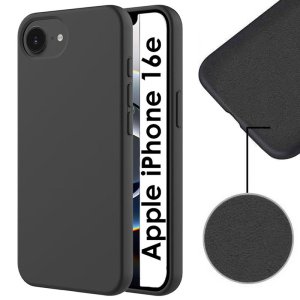CUSTODIA per APPLE IPHONE 16e (6.1") IN TPU SILICONE COLORE NERO CON EFFETTO SOFT TOUCH ED INTERNO IN MICROFIBRA