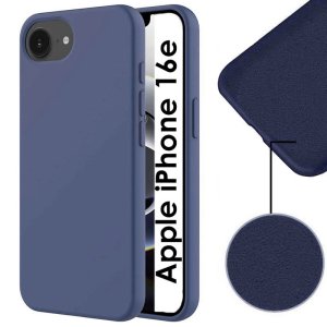 CUSTODIA per APPLE IPHONE 16e (6.1") IN TPU SILICONE COLORE BLU CON EFFETTO SOFT TOUCH ED INTERNO IN MICROFIBRA