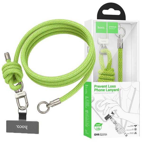 LACCIO DA COLLO UNIVERSALE HOCO GH6 PER SMARTPHONE CON LUNGHEZZA REGOLABILE E FISSAGGIO CON PIASTRINA COLORE VERDE LACCIO DA COLLO UNIVERSALE HOCO GH6 PER SMARTPHONE CON LUNGHEZZA REGOLABILE E FISSAGGIO CON PIASTRINA COLORE VERDE